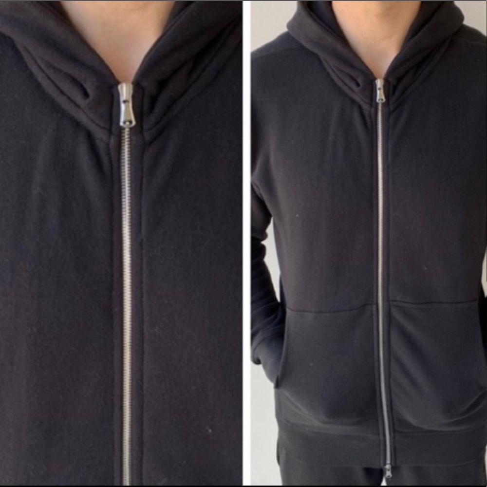 NWT Mens Terry Cloth Black Zip Up Sweatshirt - Picture 2 of 3